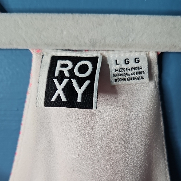 Roxy Pink & White Sleeveless Faux Retro Button-Front Dress L - Picture 2 of 14